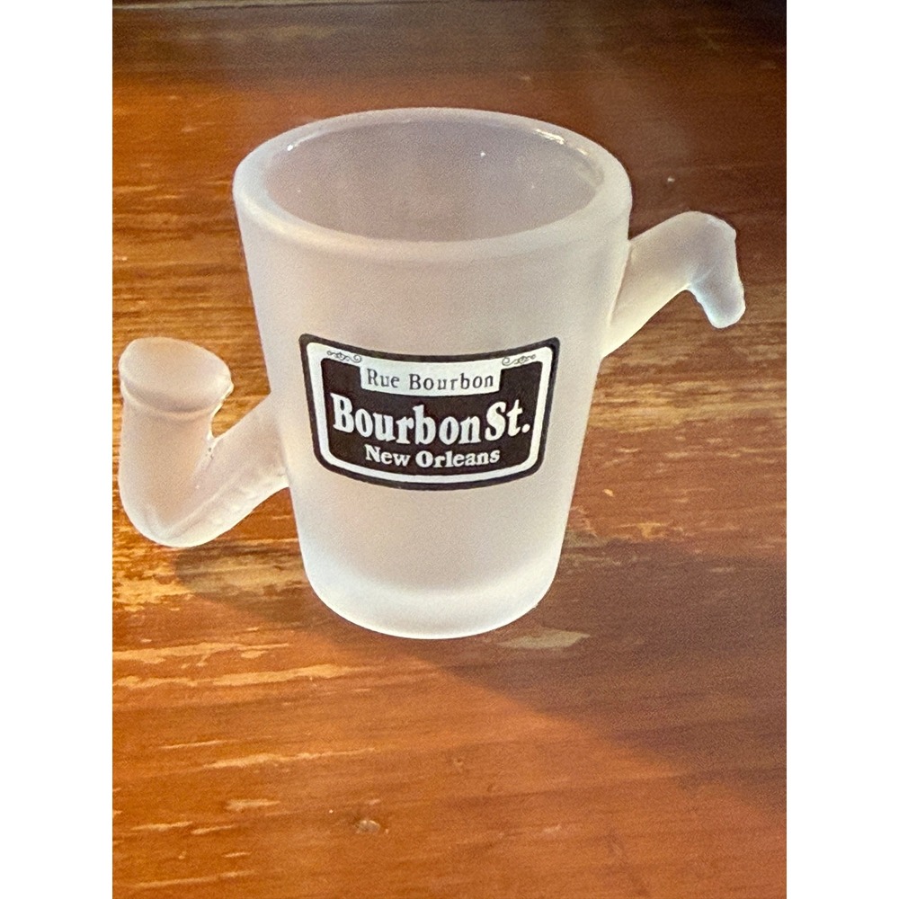 Bourbon St New Orleans‎ Frosted Glass Saxophone Shot Glass Rue Bourbon Souvenir